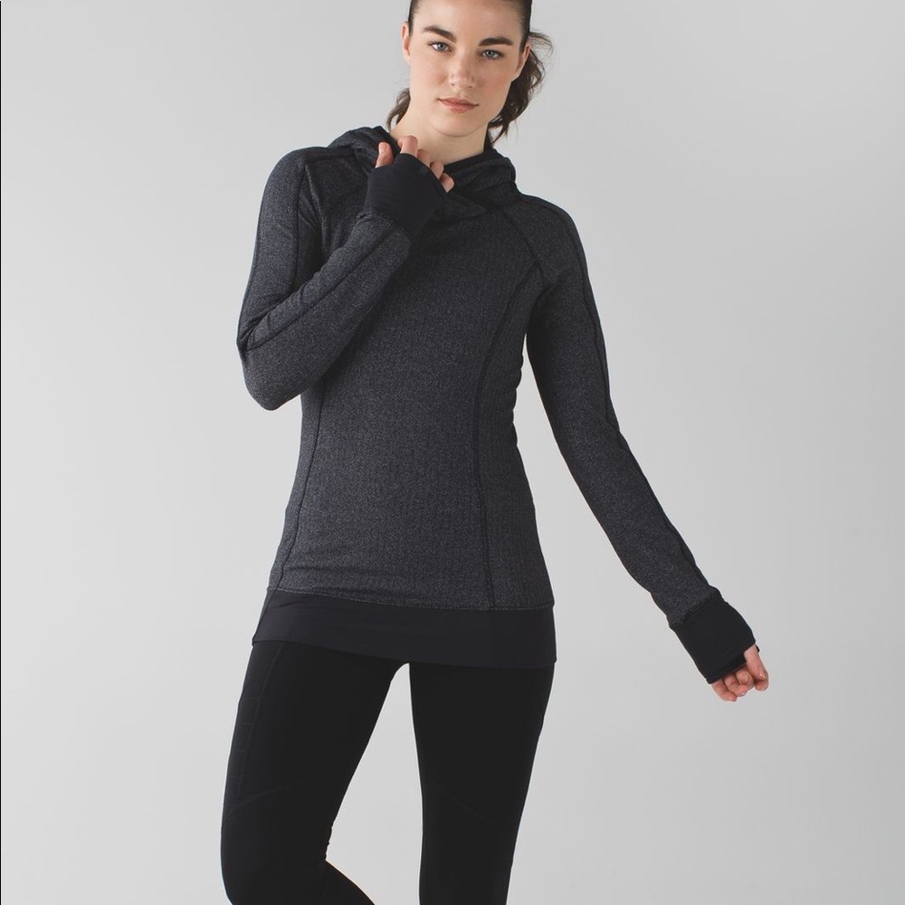 lululemon athletica Heathered Charcoal Hooded Pullover Sweater